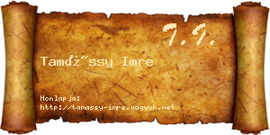 Tamássy Imre névjegykártya